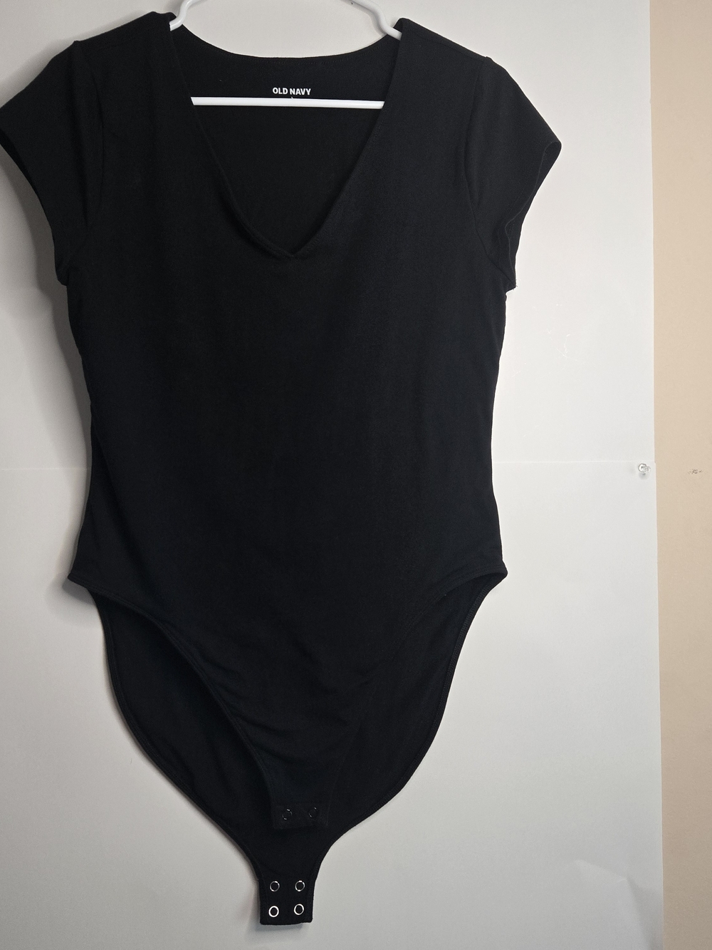 Old Navy Black V-Neck Cap Sleeve Bodysuit